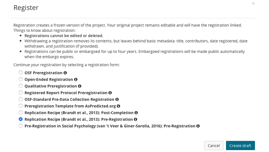 Preregistration on the Open Science Framework